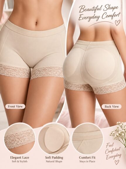 Women’s Padded Butt Lifter Shapewear Panty with Removable Pads