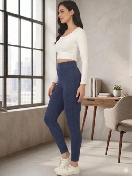Women's High Waist Fleece Tights Soft Warm Stretch Leggings for Winter Wear
